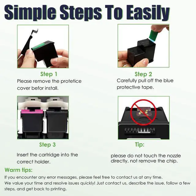 Alt view image 5 of 7 - 68 Ink Cartridges Replacement for 68 Black Color Ink Cartridges Combo Pack Compatible with Envy 6152e, 6155e, 6552e, 6555e, 6558e Series Printer 2PK (1 Black, 1 Tri-Color)
