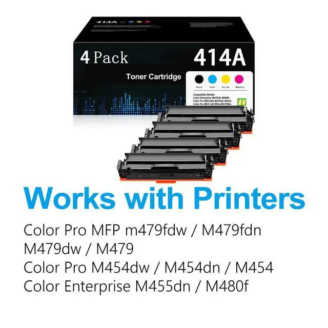 Alt view image 6 of 6 - 414A 414X Toner Cartridges Replacement for HP 414A Toner Cartridges 4 Pack for Color Pro MFP M479fdw M454dw M454dn M455dn M479fdn Printer | W2020A W2021A W2022A W2023A