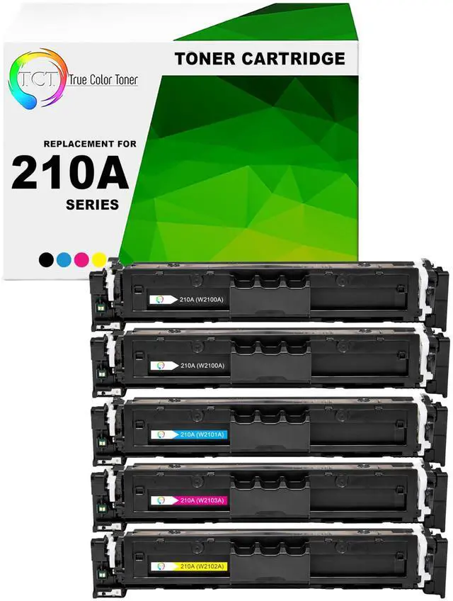 Main image of 210A Toner Cartridge 5 Pack - Compatible Replacement for HP 210A W2100A W2101A W2103A W2102A Works with HP Color LaserJet Pro 4201dn MFP 4301fdn Printers (Black Cyan Magenta Yellow)