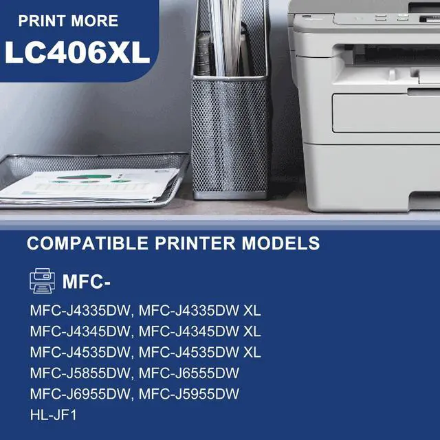 Alt view image 2 of 7 - LC406XL Ink Cartridges 5-Pack (2BK/C/M/Y) Replacement for LC406XL High Yield Ink Cartridges for use with MFC-J4535DW MFC-J4335DW MFC-J5855DW MFC-J6555DW Printers