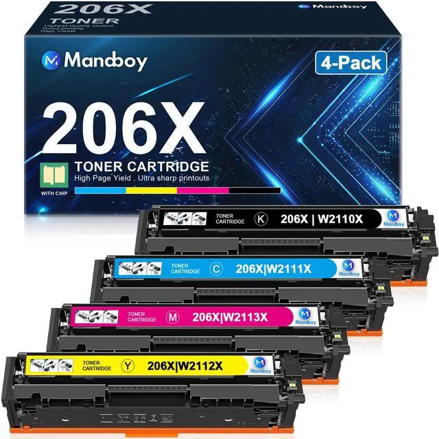 Main image of 206X M283fdw Toner Cartridge Replacement for HP 206X Toner Cartridges 4 Pack High Yield Set 206A for Color Pro MFP M283fdw M255dw M283cdw M255cdw Printer Ink (BCMY)