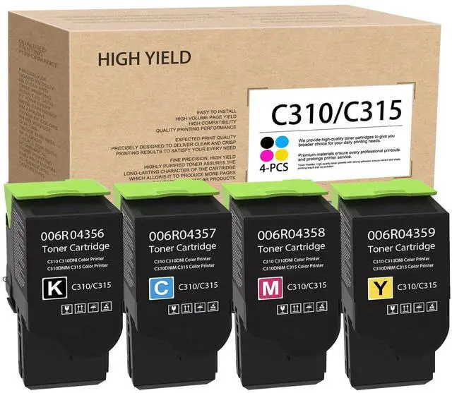 Main image of C310 / C315 Toner Cartridges Set: 4 Pack 006R04356 006R04357 006R04358 006R04359 Replacement for Xerox C310 C310DNI C310DNIM C315 C315DNI Printer (BK+C+M+Y)