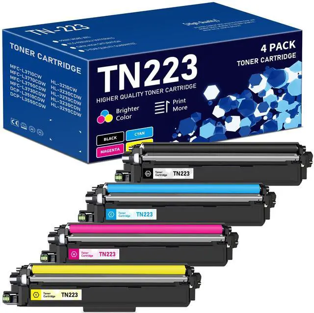 Main image of TN-223 BK/C/M/Y Toner Cartridges Replacement for Brother TN223BK/C/M/Y Toner Cartridge for TN223 Black Cyan Magenta Yellow, MFC-L3710CW MFC-L3750CDW MFC-L3770CDW Toner Printer, TN223 4PK