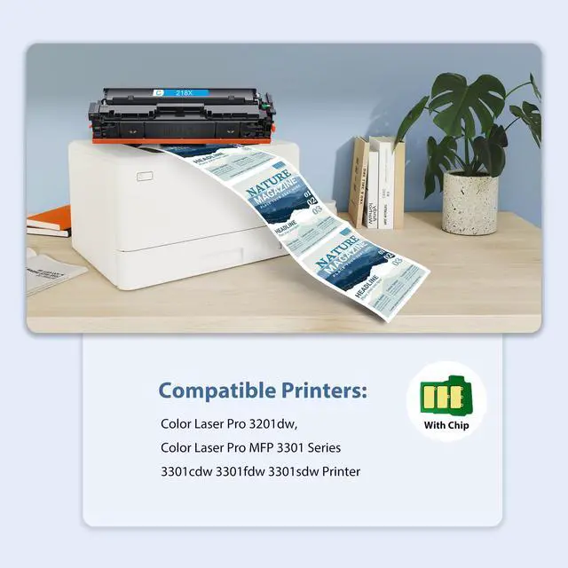 Alt view image 2 of 7 - 218X Black Toner Cartridges 2 Pack High Yield 3201dw MFP 3301fdw Toner Compatible for HP 218X 218A Set for HP Color Laser Jet Pro 3201dw MFP 3301fdw 3301sdw 3301cdw Printer(2 Black)