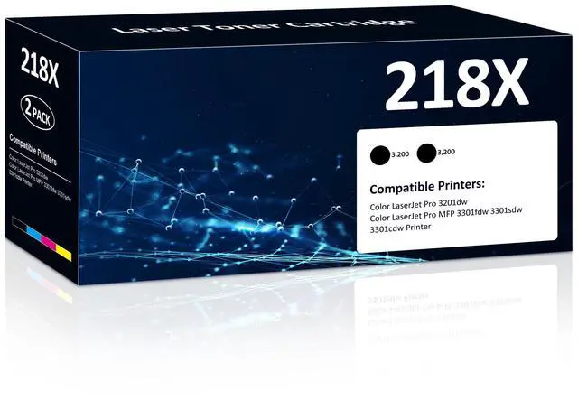 Main image of 218X Black Toner Cartridges 2 Pack High Yield 3201dw MFP 3301fdw Toner Compatible for HP 218X 218A Set for HP Color Laser Jet Pro 3201dw MFP 3301fdw 3301sdw 3301cdw Printer(2 Black)