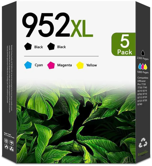 Main image of 952XL High-Yield Ink Cartridges (5-Pack, 2Black/1Cyan/1Magenta/1Yellow) Compatible 952 952XL Ink Replacement for HP OfficeJet Pro 7740 8210 8216 8218 8710 8715 8716 8717 8719 8720 8725 Printer