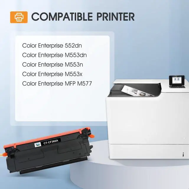 Alt view image 2 of 7 - 508A M553 Toner Cartridge Set 4-Pack 508X Toner CF360A CF360X | Compatible for HP Color LaserJet Enterprise M553 M552 MFP M577 Series M552dn M553dn M553x M553n Printer