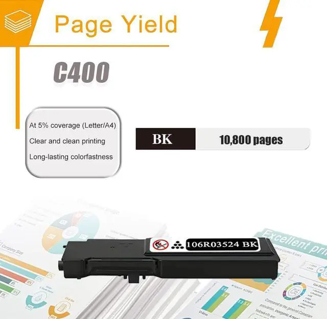 Alt view image 3 of 6 - C400 C405 106R03524 Extra High Capacity Toner Cartridge Black Replacement for Xerox VersaLink C400 C400D C400DN MFP C405DN C405D C405 Printer Ink (21,600 Pages, 2 Pack)