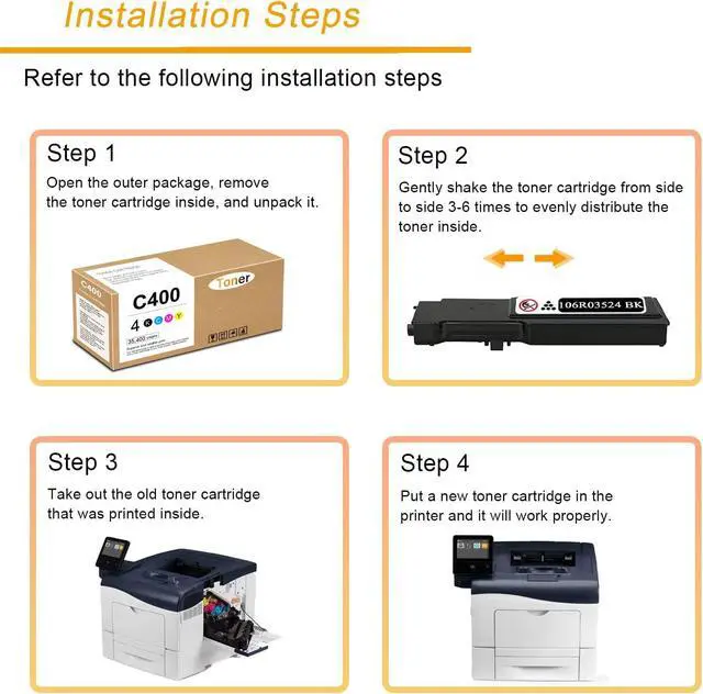 Alt view image 5 of 6 - C400 C405 106R03524 Extra High Capacity Toner Cartridge Black Replacement for Xerox VersaLink C400 C400D C400DN MFP C405DN C405D C405 Printer Ink (21,600 Pages, 2 Pack)
