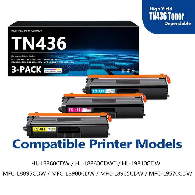 Alt view image 2 of 7 - TN-436 TN436 Toner Cartridge 3-Color Super High Yield Replacement for Brother TN436 TN436C TN436M TN436Y TN-436 Toner Compatible with HL-L8360CDW HL-L8360CDWT HL-L9310CDW MFC-L8905CDW MFC-L9570CDW