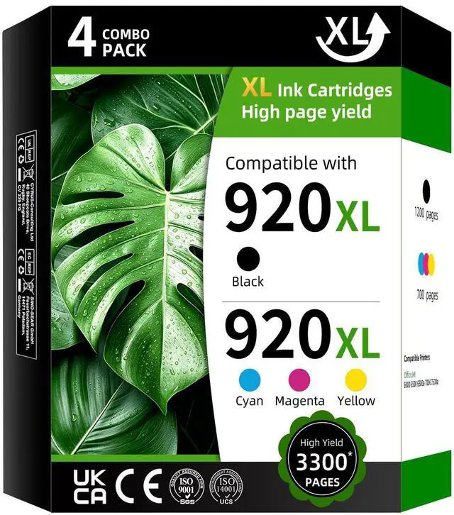 Main image of 920XL Compatible Ink Cartridges for HP 920XL (6PK, BKCMY) | Work With OfficeJet 6000 6500 6500a 7000 7500a Printers,High page yield printing,Illustrated installation guide