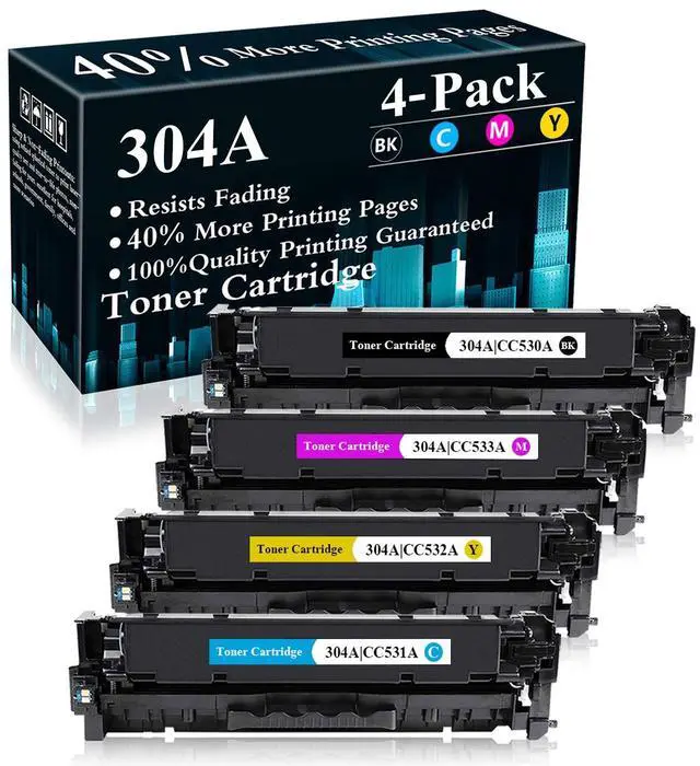 Main image of 4 Pack (BK/C/M/Y) 304A | CC530A CC531A CC532A CC533A Remanufactured Toner Cartridge Replacement for HP Color Laserjet Pro CP2025 CP2025n CP2025dn CP2025x CM2320n MFP CM2320fxi MFP CM2320nf MFP