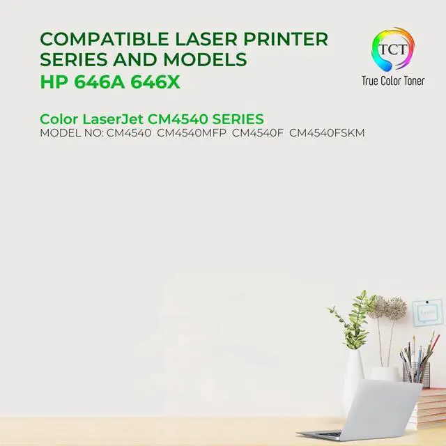 Alt view image 2 of 7 - 646X 646A Toner Cartridge 4 Pack - Compatible Replacement for HP CE264X CF031A CF032A CF033A High Yield - Works with HP LaserJet CM4540 MFP - Black, Cyan, Magenta, Yellow