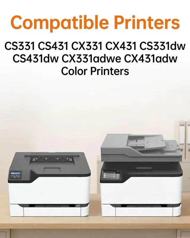 Alt view image 2 of 7 - 20N10 CS331 Toner Cartridge Replacement for 20N10K0 20N10C0 20N10M0 20N10Y0(4Pack with Chip),Compatible with Suitable for Lexmark CS331,CS431,CX331,CX431,CS331dw,CS431dw,CX331adwe,CX431adw Printer