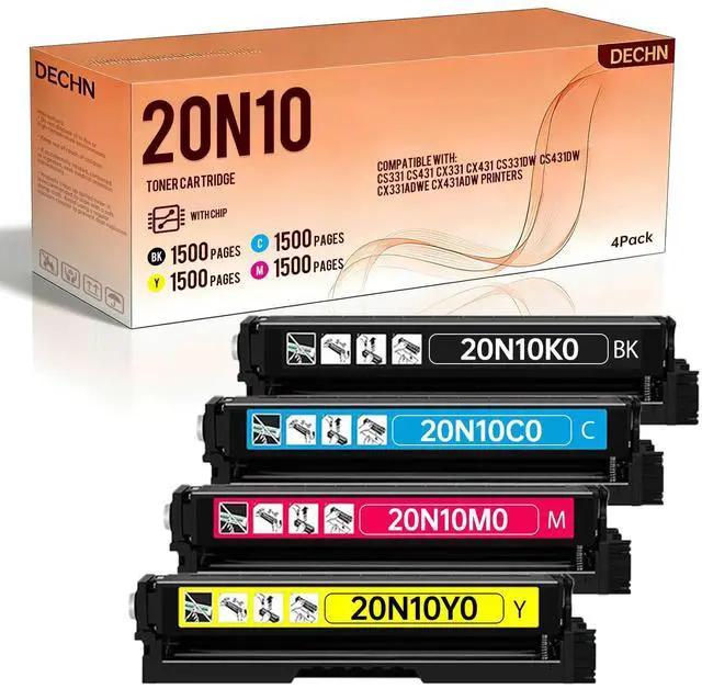 Main image of 20N10 CS331 Toner Cartridge Replacement for 20N10K0 20N10C0 20N10M0 20N10Y0(4Pack with Chip),Compatible with Suitable for Lexmark CS331,CS431,CX331,CX431,CS331dw,CS431dw,CX331adwe,CX431adw Printer