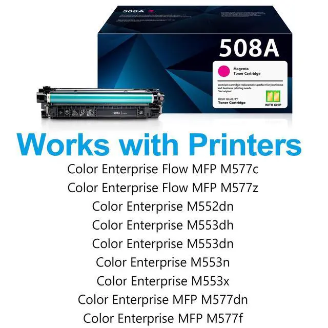 Alt view image 2 of 6 - 508A Toner Cartridge Magenta (1-Pack): Compatible Replacement for HP 508X 508A Laser Jet M553 M552 553 MFP M577 Series Printer |with Chip - CF363A CF363X Ink