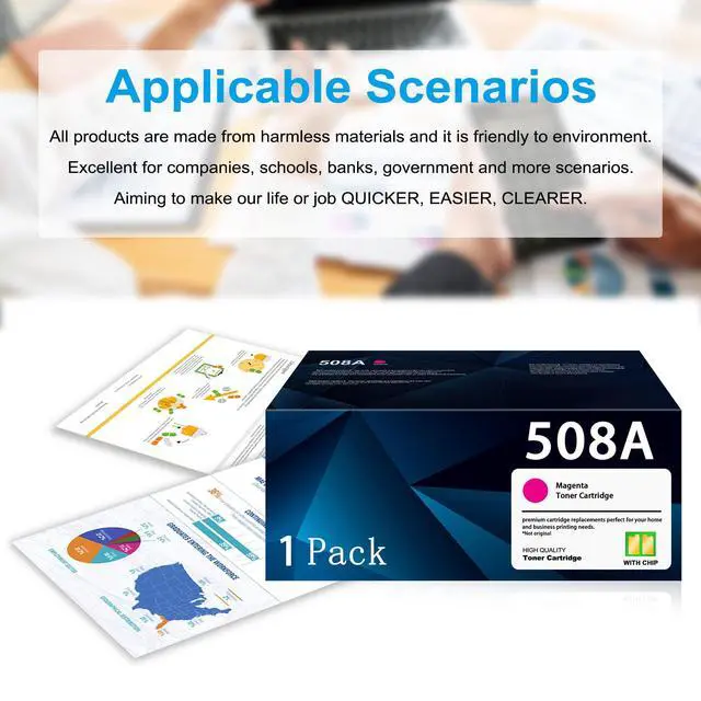 Alt view image 6 of 6 - 508A Toner Cartridge Magenta (1-Pack): Compatible Replacement for HP 508X 508A Laser Jet M553 M552 553 MFP M577 Series Printer |with Chip - CF363A CF363X Ink