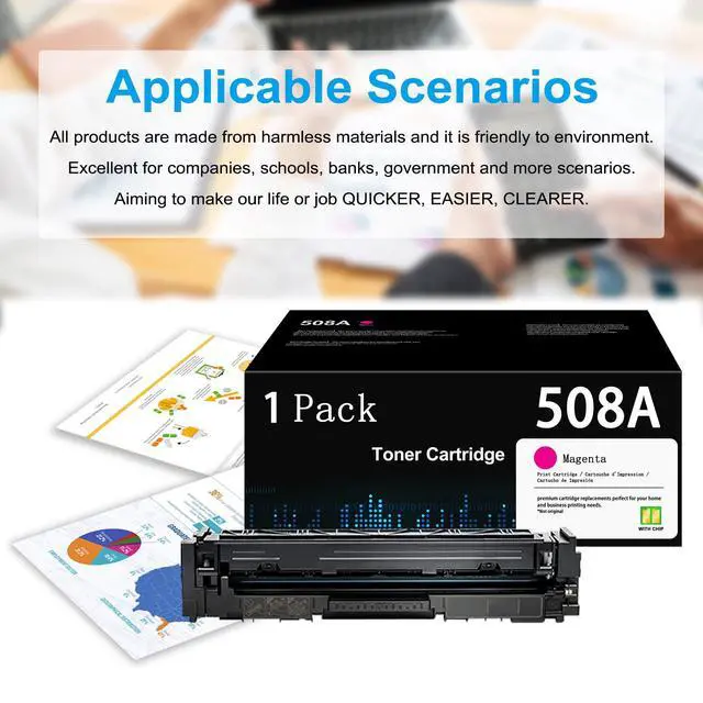 Alt view image 6 of 6 - 508A Magenta Toner Cartridges with Chip: Compatible with HP 508A CF363A Laser Jet M553 M552 M577 Series Enterprise M553 M553dn M553n M553X (CF363A 508X CF363X)