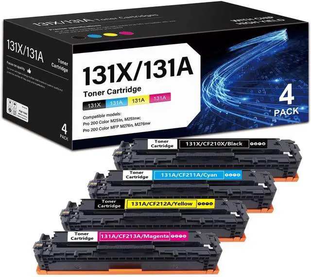 Main image of 131X 131A High-Yield Toner Cartridges Combo Replacement for HP 131X 131A Toner Cartridges for Pro 200 Color MFP M276nw M251nw M276n M251n Printer Ink(4-Pack, Black/Cyan/Magenta/Yellow)