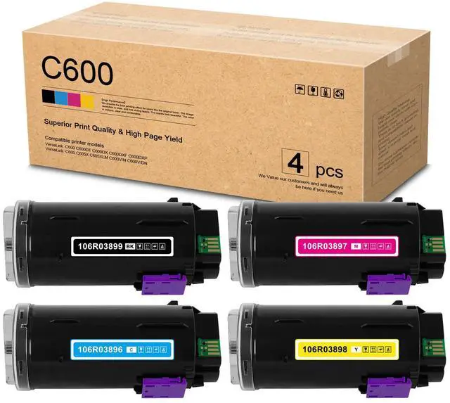 Main image of VersaLink C600 / C605 Toner Cartridges(106R03899 106R03896 106R03897 106R03898) 4-Color Set Compatible Replacement for Xerox VersaLink C600 / C605 Printers, 4-Pack(1BK/1C/1M/1Y)