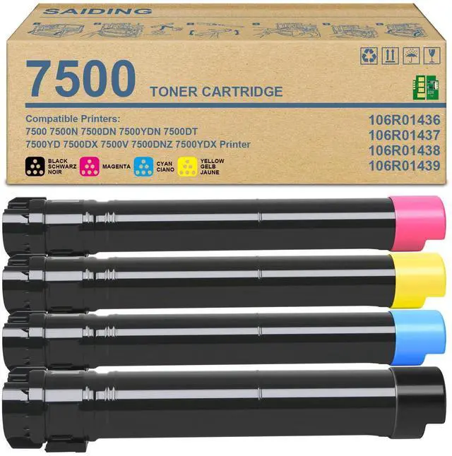 Main image of 7500 Toner Cartridge 106R01436 106R01437 106R01438 106R01439 | Compatible with Xerox Phaser 7500 7500N 7500DN 7500YDN 7500DT 7500YD 7500DX 7500V 7500DNZ 7500YDX Printer(4 Pack)