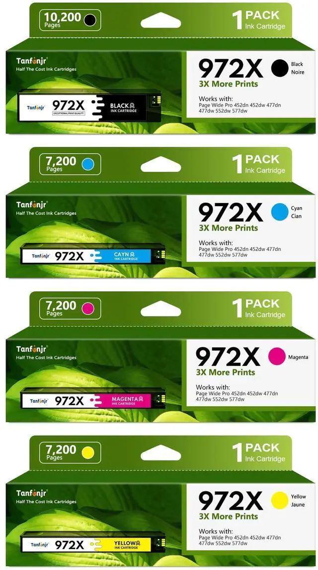 Main image of 972X Ink Cartridge High Yield Replacement for HP972X 972 X Pagewide Pro MFP 477dw 477dn 452dn 577dw 552dn 552dw Printer (4 Pack, Black, Cyan, Magenta, Yellow)