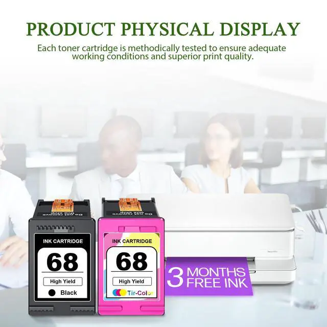 Alt view image 7 of 7 - 68 Ink Black & 68 Tri-Color Ink Replacement for HP 68 XL Ink Cartridges Work Envy 6152e 6155e 6552e 6555e 6558e Printers (2-Pack)