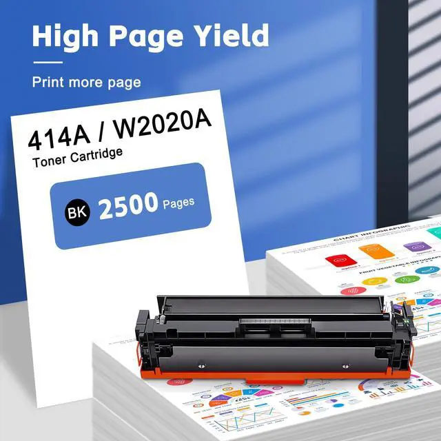 Alt view image 3 of 7 - 414A Black Toner Cartridge Replacement for HP 414A W2020A Toner Works with Color Pro M454dn M454dw M455dn, Pro MFP M479fdn M479fdw M480f Printer Toner (2 Black)