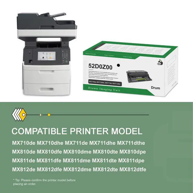 Alt view image 2 of 6 - 52D0Z00 Black Imaging Unit Toner(2-Pack) Lvan Compatible 52D0Z00 High Yield Imaging Unit Replacement for Lexmark MX710de MX710dhe MX711de MX711dhe MX711dthe MX810de MX810dfe MX810dme Printer