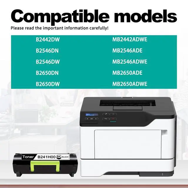 Alt view image 2 of 5 - XENONK B241H00 Compatible Toner Cartridge Replacement for B2442dw B2546dn B2546dw B2650dn B2650dw MB2442adwe MB2546ade MB2546adwe MB2650ade MB2650adwe Printer Toner Cartridge (1 Pack, Black)