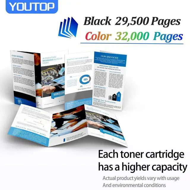 Alt view image 2 of 6 - 827A M880 Toner Cartridge Replacement for HP CF300A CF301A CF302A CF303A Toner Compatible for Color Enterprise Flow MFP M880 M880z M880z+ M880z+ NFC Printer