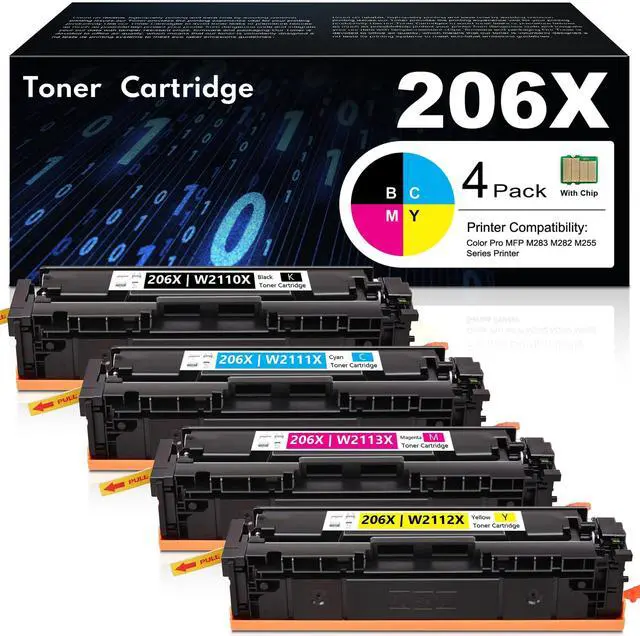 Main image of 206X Toner Cartridges Replacement for HP 206X Toner Cartridges 4 Pack High Yield for Color Pro MFP M283fdw M282nw M283fdn Pro M255dw M255nw | W2110X W2111X W2112X W2113X