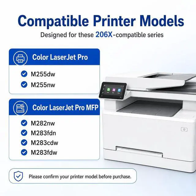 Alt view image 3 of 7 - 206X Toner Cartridges 4 Pack High Yield (with Chip) Compatible for HP 206X W2110X HP 206A Toner for Color LaserJet MFP M283fdw M283cdw M283 Pro M255dw M255 Printer Ink (Black Cyan Yellow Magenta)