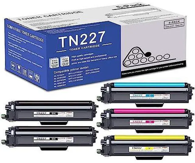 Main image of 5 Pack TN227 BK/C/M/Y Toner Cartridge High Yield Compatible TN227 Replacement for Brother MFC-L3770CDW L3710CW L3750CDW HL-3210CW 3270CDW 3290CDW DCP-L3510CDW L3550CDW Printer