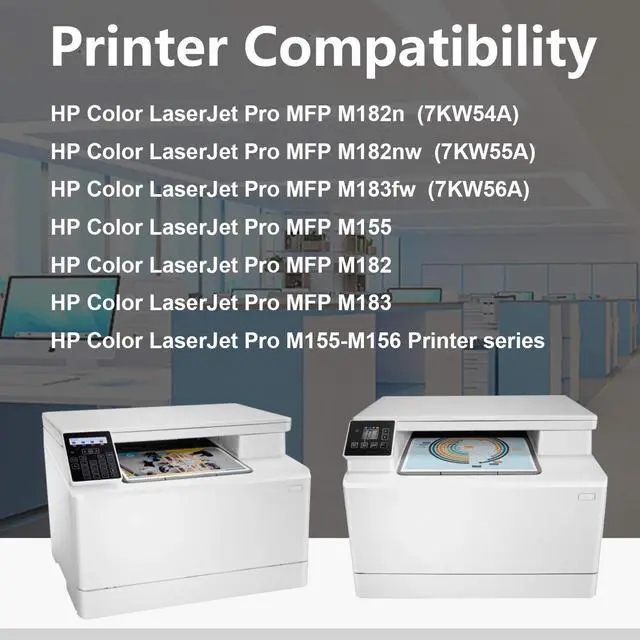 Alt view image 3 of 7 - Top Ink 4-Pack (BK+C+Y+M) 215A,W2310A W2311A W2312A W2313A Toner Cartridge Replacement for HP Color Laserjet Pro MFP M182nw(7KW55A) M182n(7KW54A) M183fw(7KW56A) M155 M182 Printer Ink Cartridge