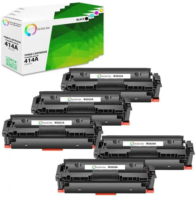 Main image of 414A Toner Cartridge 5 Pack - Compatible Replacement for HP 414A W2020A W2021A W2022A W2023A Works with HP Color LaserJet Pro M454, MFP M479 Printers (Black Cyan Magenta Yellow)