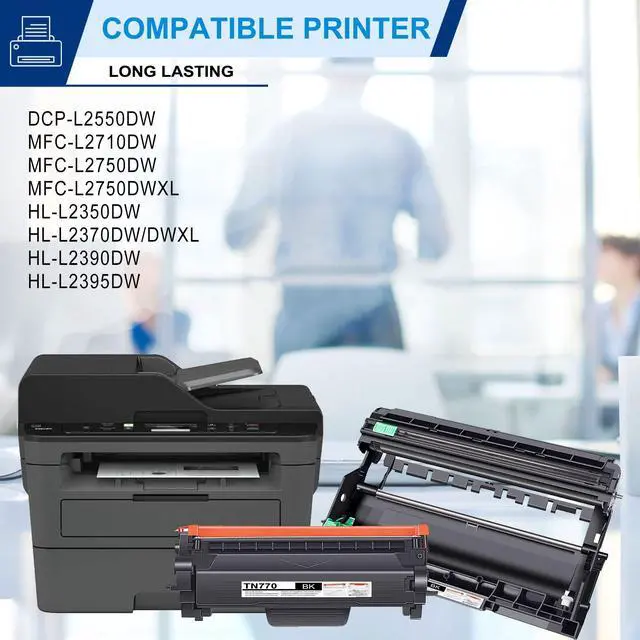 Alt view image 2 of 7 - 2 Pack Extra High Yield TN770 Toner Cartridge & 1 Pack DR730 Drum Unit Compatible TN770 DR730 Replacement for Brother DCP-L2550DW MFC-L2710DW L2750DW HL-L2350DW L2370DW L2390DW L2395DW Printer
