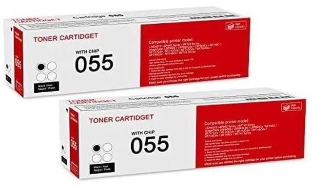 Main image of 2 Pack 055 3016C001 Black Toner Cartridge: Compatible CRG-055 Replacement for Canon i-SENSYS LBP660 MF740 Series ImageClass LBP660C LBP664Cdw LBP664Cx MF740C MF741Cdw MF743Cdw MF746Cdw Series Printer