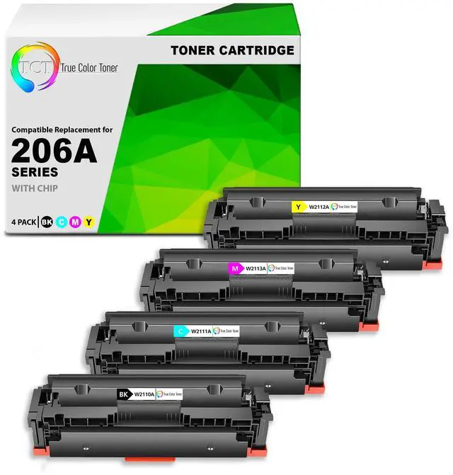Main image of 206A Toner Cartridge 4 Pack - Compatible Replacement for W2110A W2111A W2112A W2113A, Works with HP Color LaserJet Pro M255dw M282 283fdw Printers (Black Cyan Magenta Yellow)