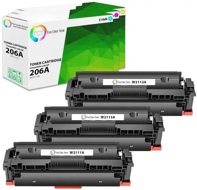 Main image of 206A Color Toner Cartridge 3 Pack - Compatible Replacement for HP 206A W2111A W2112A W2113A Works with HP Color LaserJet Pro M255dw M282 283fdw 283fdw Printers (Cyan Magenta Yellow)