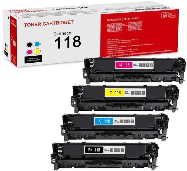 Main image of 4 Pack 118 BK/C/M/Y Remanufactured Toner Cartridge: Compatible CRG 118 BK/C/M/Y Replacement for Canon Color imageCLASS MF8380Cdw LBP7210Cdn LBP7600C MF8580CDW MF726CDW Printer