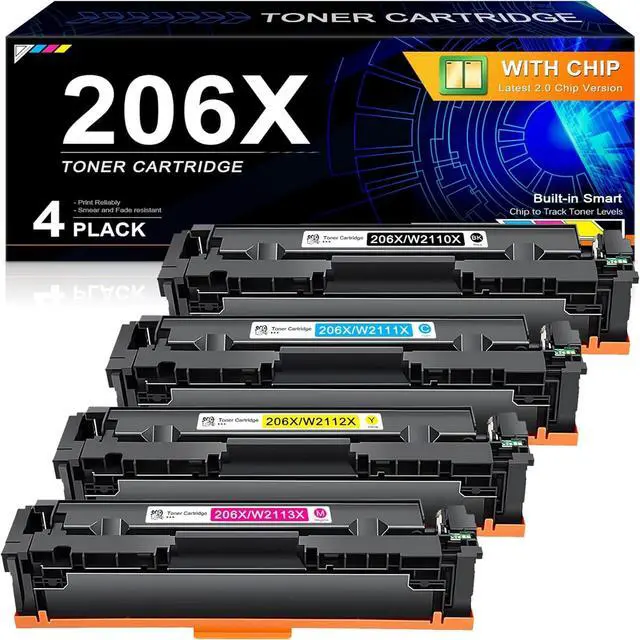 Main image of 206X Toner Cartridges Replacement for HP 206A 206X Toner Cartridges 4 Pack Work with HP Color Pro MFP M283fdw M283cdw, Pro M255dw M255nw, MFP M282nw M283 M282 M255 Printers (BK/C/M/Y)