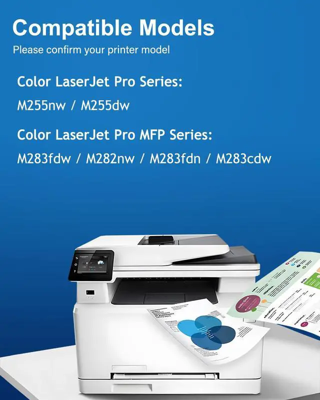 Alt view image 2 of 6 - 206X Toner Cartridges Replacement for HP 206A 206X Toner Cartridges 4 Pack Work with HP Color Pro MFP M283fdw M283cdw, Pro M255dw M255nw, MFP M282nw M283 M282 M255 Printers (BK/C/M/Y)