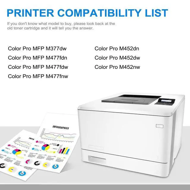 Alt view image 2 of 6 - 410X Toner Cartridges 5 Pack High Yield (with Chip) Compatible Replacement for HP 410A 410X for Color Laserjet Pro MFP M477fdw M477fdn M477fnw Pro M452dn M452nw M452dw Printer Toner (BCMY)