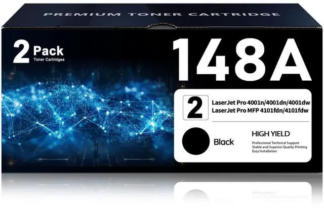 Main image of 148A Toner Cartridge 2-Pack (with Chip) Replacement for HP 148A W1480A 148X W1480X 148 Black Toner Work for Laser Jet Pro 4001dw 4001dn 4001n MFP 4101fdw 4101fdn Printer Ink (W1480A Toner Cartridges)