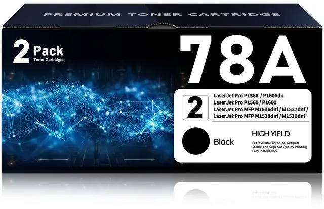 Main image of 78A Toner Cartridge 2-Pack Replacement for HP 78A Black Toner Cartridge LaserJet Pro P1560 P1566 P1600 P1606dn MFP M1536dnf M1537dnf M1538dnf M1539dnf Printers (CE278A Toner Cartridge)