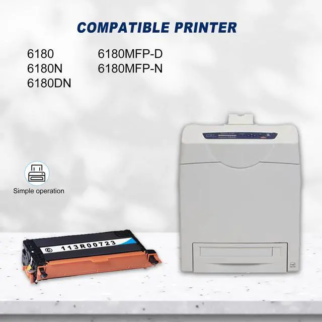 Alt view image 2 of 6 - 1-Pack Cyan 113R00723 High Yield Toner Cartridge Compatible for Xerox Phaser 6180 6180N 6180DN 6180MFP-D 6180MFP-N Printer (Pages up to 7,000 Page)