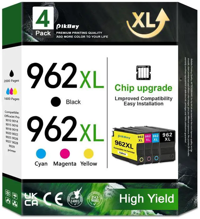 Main image of 962XL High Yield Ink Cartridges Combo Pack (4-Pack, Black/Cyan/Magenta/Yellow) Compatible 962XL 962 XL Ink Cartridges Replacement for HP OfficeJet Pro 9010 9014 9015 9018 9020 9022 9025 9026 Printer