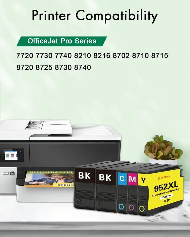 Alt view image 2 of 6 - 952XL Ink Cartridges Combo Pack High Yield Compatible 952XL Ink Cartridges Replacement for HP OfficeJet Pro 7740 7720 7730 8210 8710 8720 8740 Printer (5-Pack, 2Black/1Cyan/1Magenta/1Yellow)