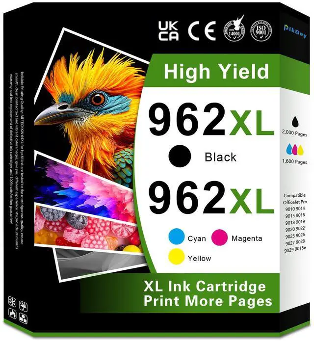 Main image of 962XL Ink Cartridges Combo Pack High-Yield Replacement for HP hp962 962 XL Black, Cyan, Magenta, Yellow Ink Cartridges Work for OfficeJet Pro 9010 9015 9020 9018 9015e 9018e 9025e (4Pack)